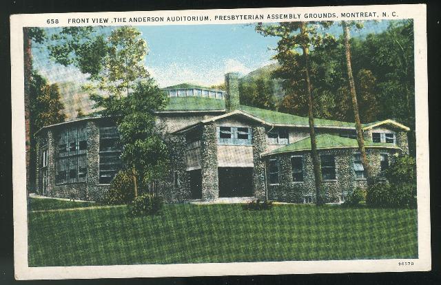 NC Montreat Presbyterian Assembly Grounds New Auditorium Vntg Postcard Curteich