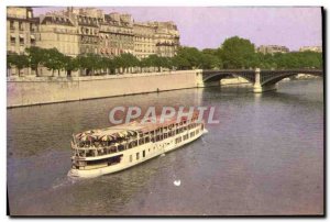 Postcard Modern Parisien Paris Boat Peniche Fly