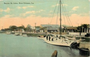 Postcard 1913 Louisiana New Orleans Bayou St, John boats Lipsher 23-13851