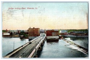 1907 Bridge Looking East Exterior View Building Waterloo Iowa Vintage Postcard