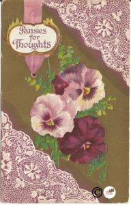 Purple Pansies Purple Pansy Periwinkle Pansies for Thoughts Vintage Postcard