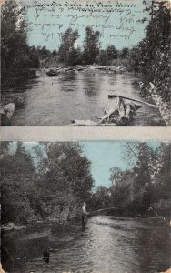 Tustin Michigan Pine River Fishing Scenic View Vintage Postcard AA82955