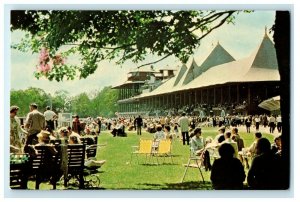 1965 Saratoga Race Track Grass Covered Lawns Saratoga Springs New York Postcard