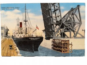 Vintage Postcard 1930-1945 Industrial Canal & Locks, New Orleans, Louisiana (LA)