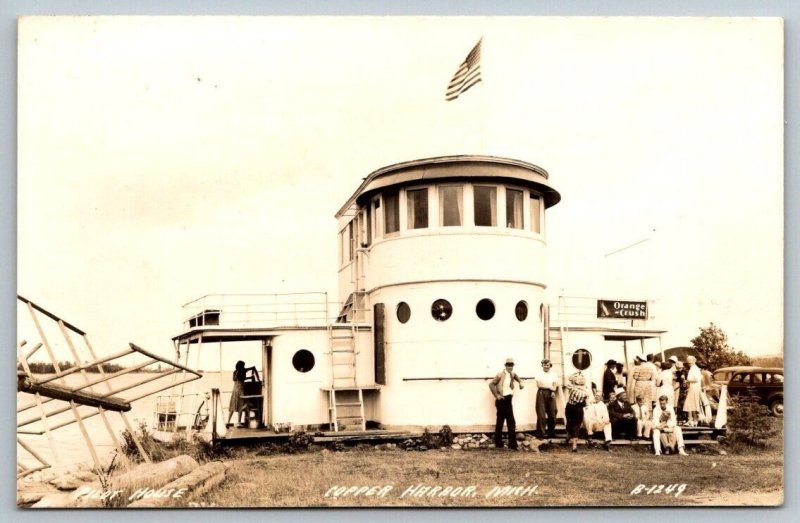 RPPC  Copper Harbor  Michigan  Orange Crush Soda Sign  Real Photo Postcard  1939