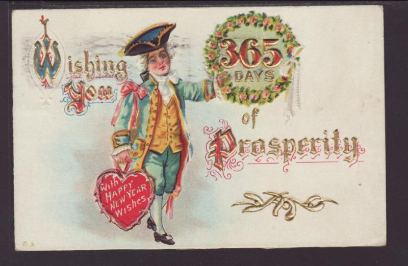 New Year,Colonial Man Postcard