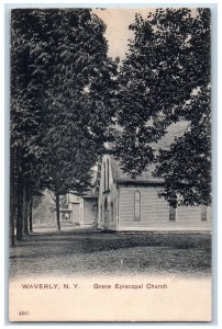 c1905 Grace Episcopal Church Chapel Waverly New York NY Vintage Antique Postcard 