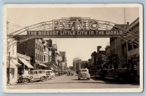 Reno Nevada Postcard Arch Road Exterior Building 1940 RPPC Photo Vintage Antique