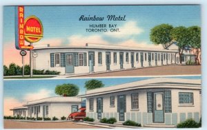 HUMBER BAY, Toronto Ontario Canada ~ RAINBOW MOTEL c1940s Linen  Postcard