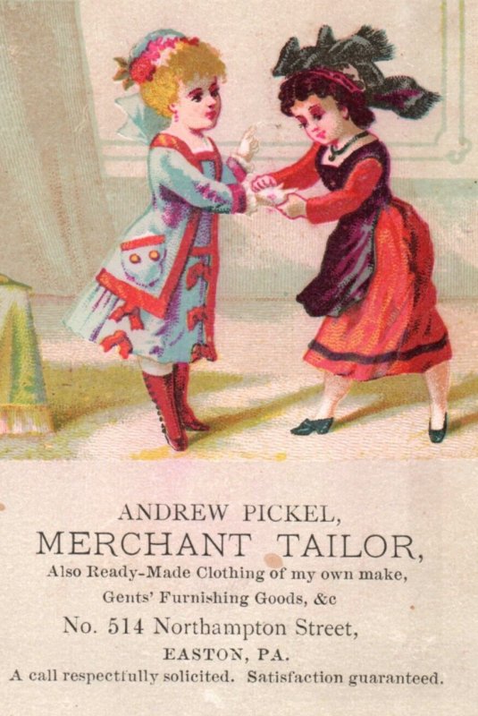 1870's-80's Andrew Pickel Easton PA Merchant Tailor Victorian Trade Card F109