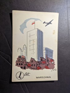 Mint Poland Postcard Warsaw Drawing St Rump Lufthansa Aviation