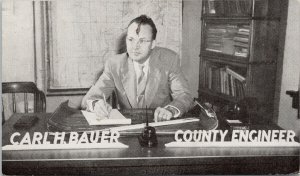 Carl H. Bauer County Engineer Ohio Political Candidate c1948 Litho Postcard G50