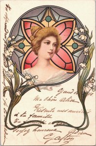 Art Nouveau Woman Unsigned Kosa Paris Vintage Postcard 09.43
