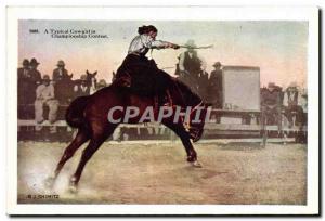 Postcard Old Wild West Cowboy Indian Rodeo