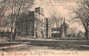 Vintage Postcard 1906 Oak St. Historical Building Landmark Plattsburg New York