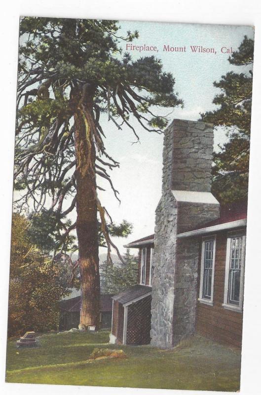 CA Mount Wilson Cabin Fireplace Vintage Postcard