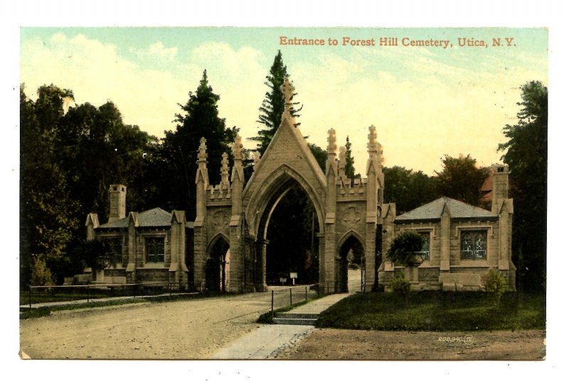NY - Utica. Entrance to Forest Hill Cemetery