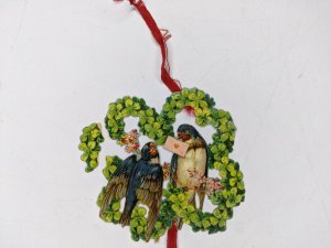c1890s Cute Birds with String Hanging Envelope Die Cut Hand Regards Embossed C34