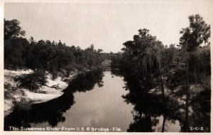 RPPC Real Photo Postcard - The Suwannee River - US 41 Bridge - Florida