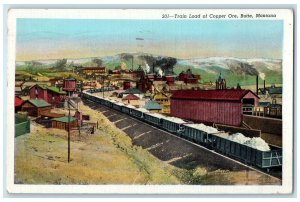 1948 Train Load Of Copper Ore Scene Butte Montana MT Unposted Vintage Postcard