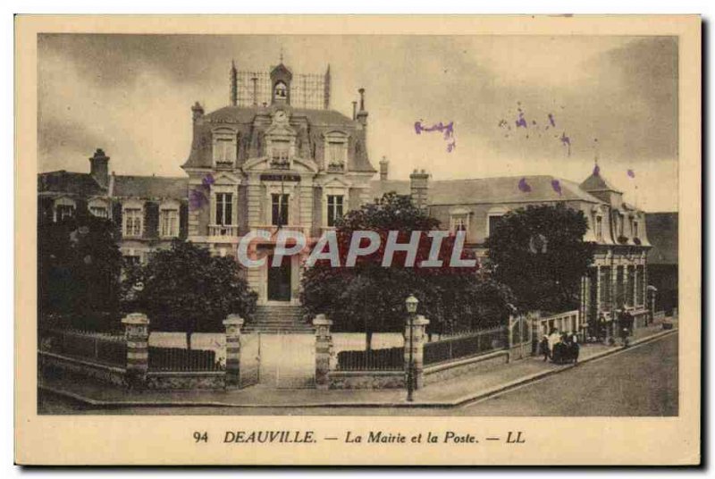 Old Postcard Deauville town hall and the post office
