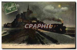 Old Postcard Mont Saint Michel General View from the Dam Train