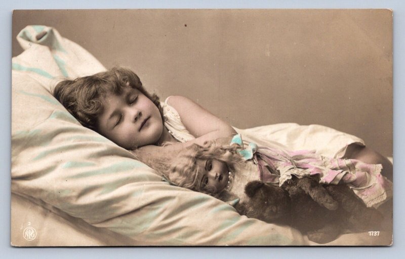 J98/ Teddy Bear Interesting RPPC Postcard c1910 Child 200