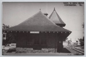 Winchester VA RPPC Balto & Ohio Railroad Depot Real Photo Postcard J31