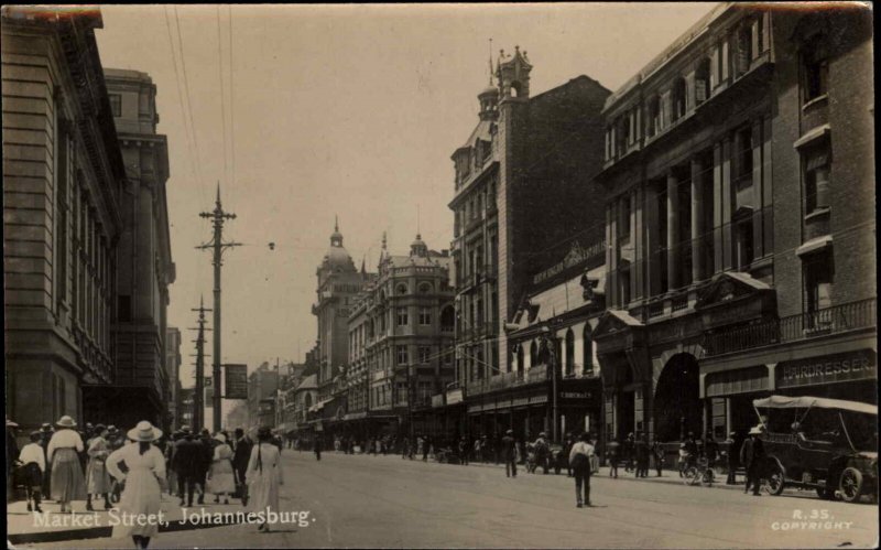 Johannesburg South Africa Market Street Scene Real Photo Vintage Postcard