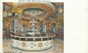 Buffet New Brevoort Chicago Illinois Grant Interior 1910 Postcard 20-9295