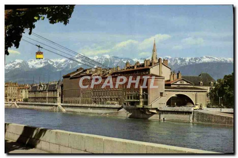 Modern Postcard Grenoble Quays L & # 39Isere the cable car to the Bastille an...