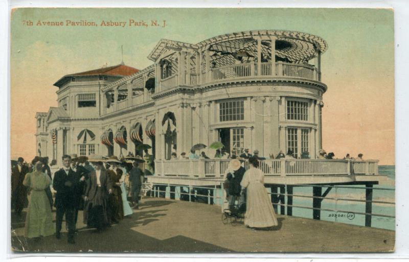 7th Avenue Pavilion Asbury Park New Jersey 1910 postcard