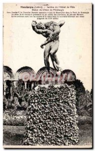 Old Postcard Montargis Gardens of & # City 39hotel Statue Dog of Montargis