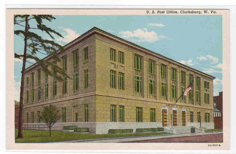 Post Office Clarksburg West Virginia postcard