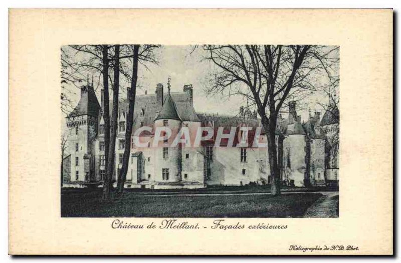 Postcard Old Chateau Meillant External Facades