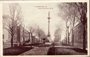 Thomas Wildey Monument Odd Fellows Founder Baltimore MD Vintage Postcard A23