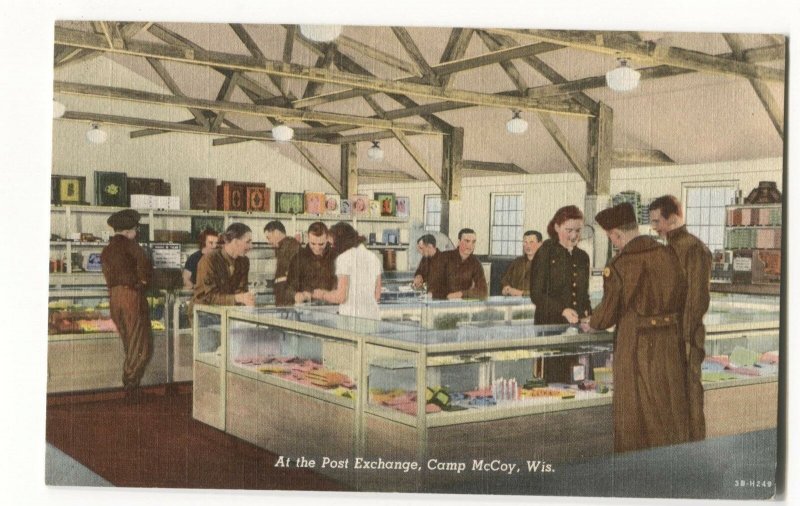 Military Postcard At the Post Exchange Camp McCoy WI