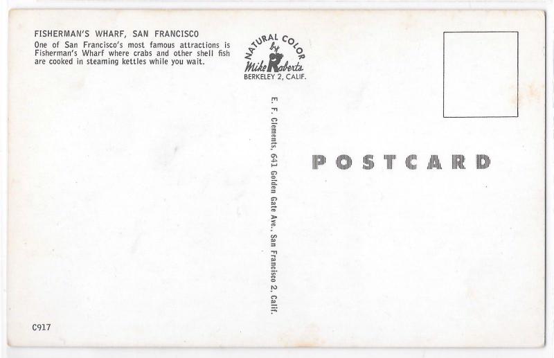 Vintage Postcard California San Fransisco Fisherman's Wharf King Crabs Kettle