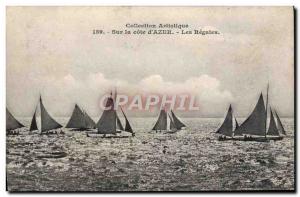 Old Postcard Boat Sailboat On Cote d & # 39Azur The regattas