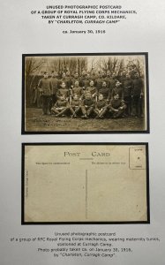 Mint Real Picture Postcard Royal Flying Corps  Mechanics Curragh Camp Ireland 16