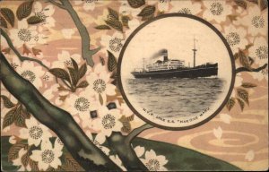 NYK Line Japanese Steamship SS Hakone Maru Art Nouveau Border Postcard