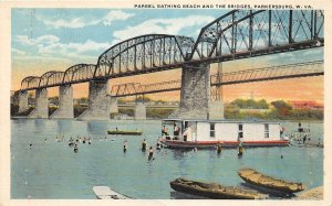 J34/ Parkersburg West Virginia Postcard c1910 Parbel Bathing Beach Bridge 211