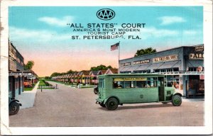 Postcard All States Court Tourist Camp in St. Petersburg, Florida