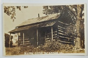 Iowa Scene near McGregor c1900s Historic Old Log Cabin Real Photo Postcard T10