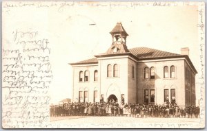 1906 Group Photo Children And Adults Outside The Church Posted Postcard