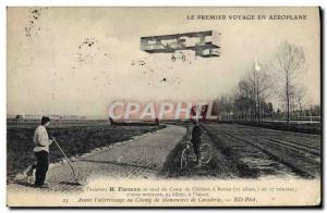 Old Postcard Jet Aviation First trip to Farman airplane Aviator goes to the C...