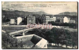 Old Postcard Grenoble Le Jardin des Dauphins Parspective On the City took the...