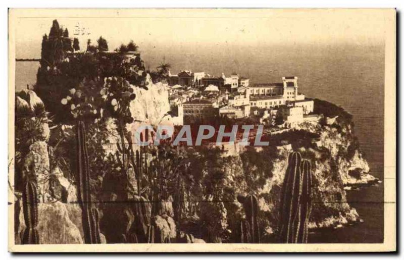 Old Postcard The Rock of Monaco saw exotic gardens
