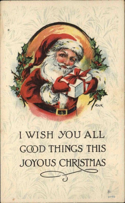 A/S DULK CHRISTMAS Santa Claus w Present c1910 Postcard