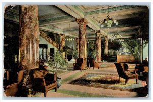 1910 Lobby Hotel Virginia Interior Design Long Beach California CA Postcard